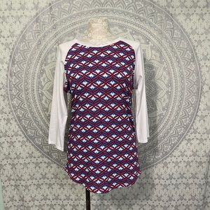 NWT $35 LuLaRoe Randy Raglan T Shirt Top Tee Red White Blue Hearts M